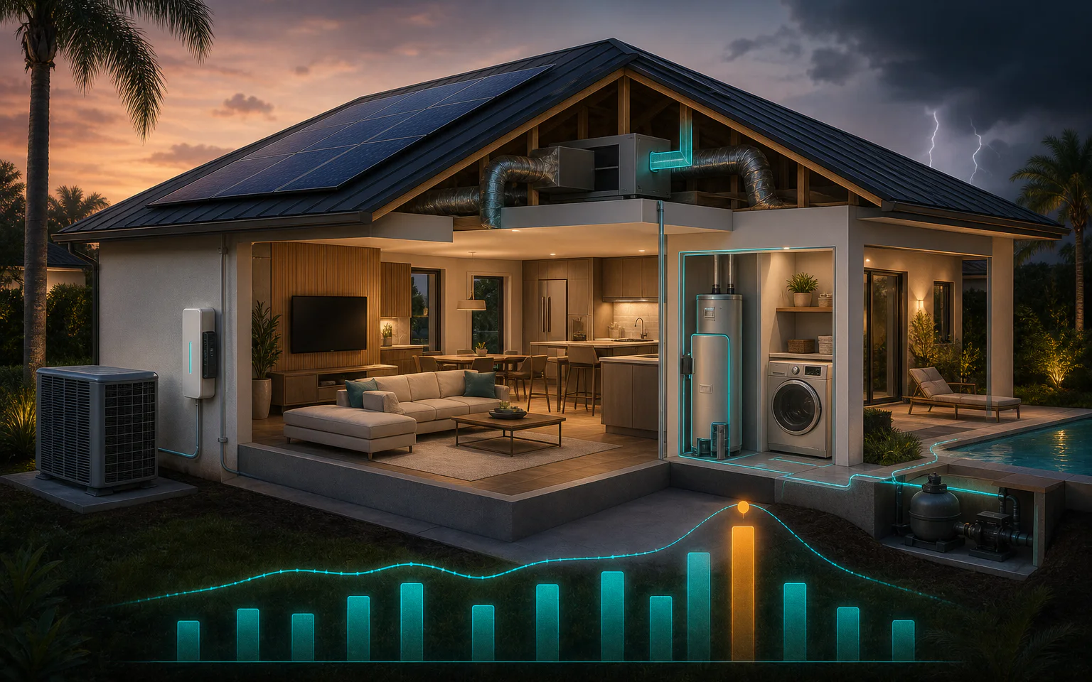 Florida home systems and a twelve-month energy pattern with one highlighted anomaly