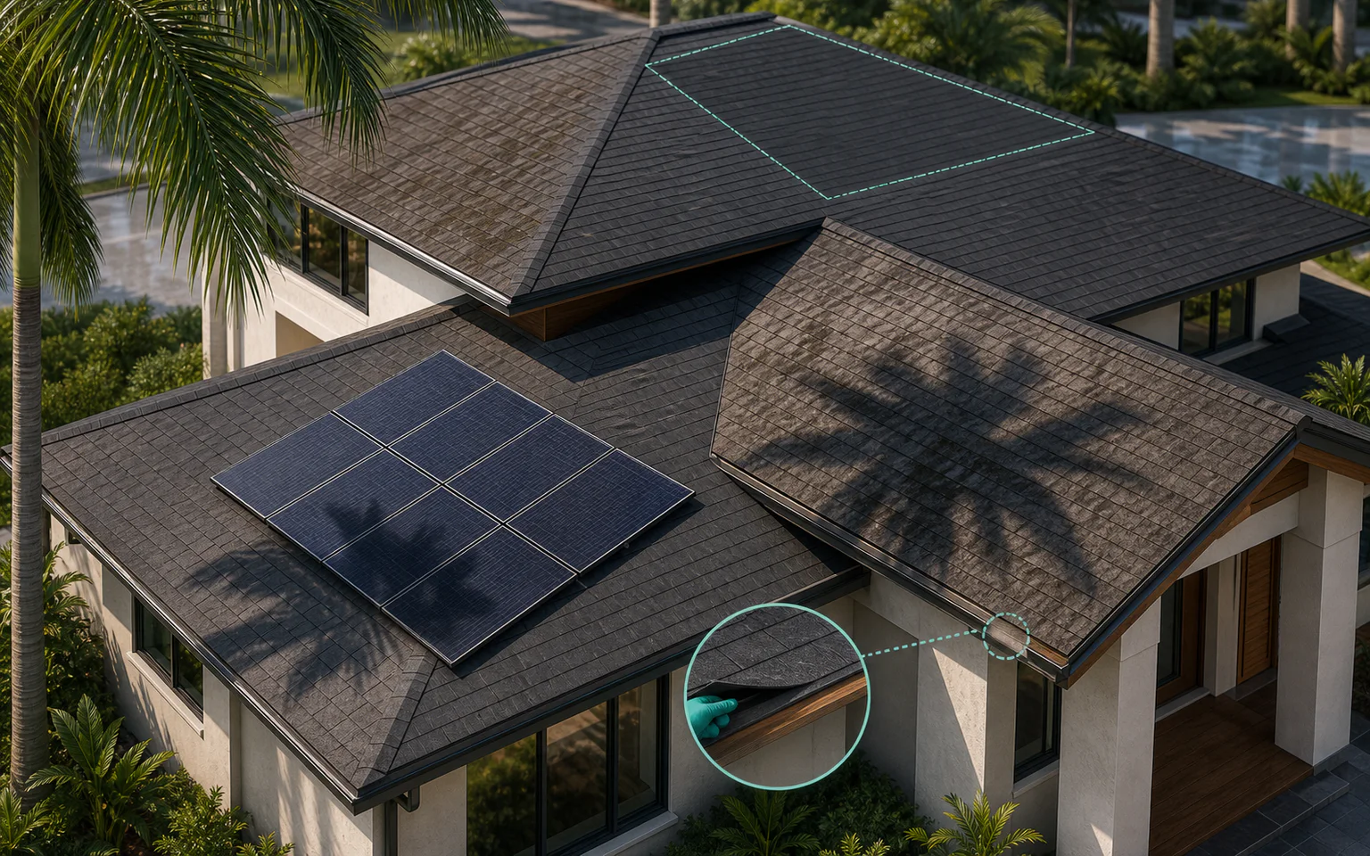 Florida roof condition, shade and a solar-ready plane shown before array sizing